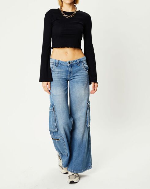 Blaue Pfützen-Cargojeans mit tiefem Bund