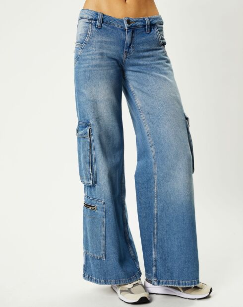 Blaue Pfützen-Cargojeans mit tiefem Bund