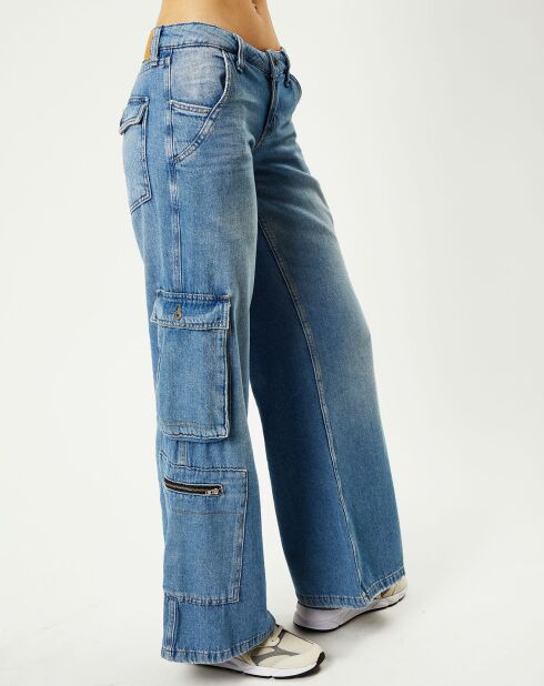 Blaue Pfützen-Cargojeans mit tiefem Bund