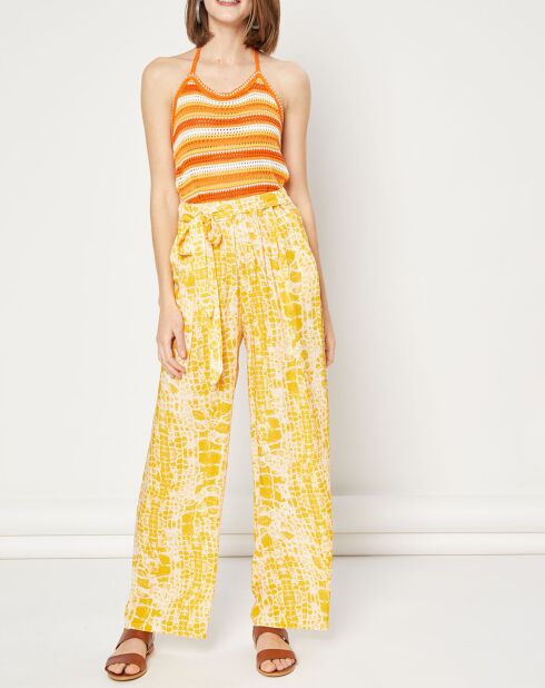 Oranje opengewerkte gebreide tanktop van Eggie