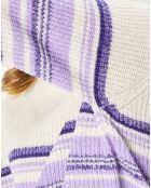 Pull en Laine & Mohair mélangés Lamar rayé écru/violet