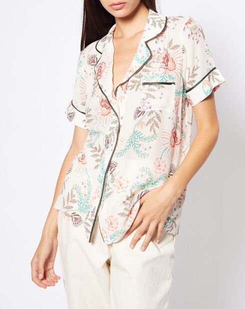 Chemise Noam fleurie écrue