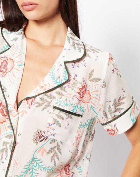 Chemise Noam fleurie écrue