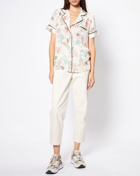 Chemise Noam fleurie écrue