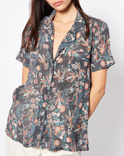 Chemise Noam fleurie noire