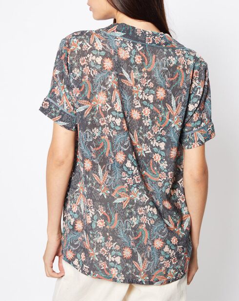 Chemise Noam fleurie noire