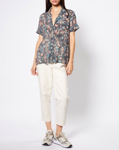 Chemise Noam fleurie noire
