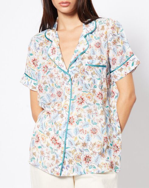 Chemise Noam fleurie écrue