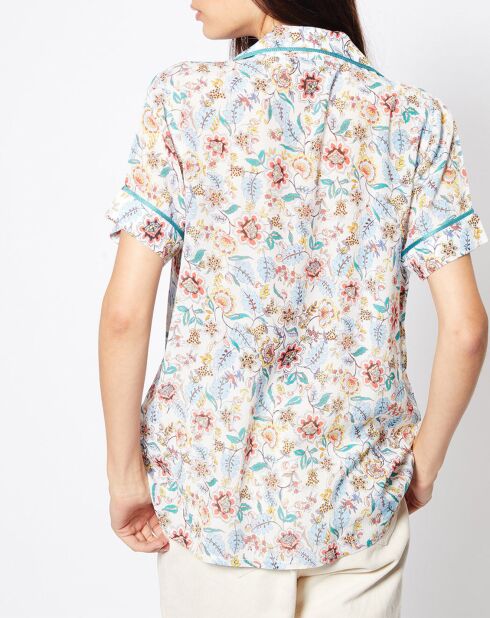 Chemise Noam fleurie écrue