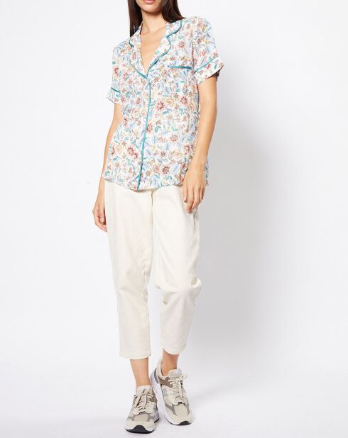 Chemise Noam fleurie écrue