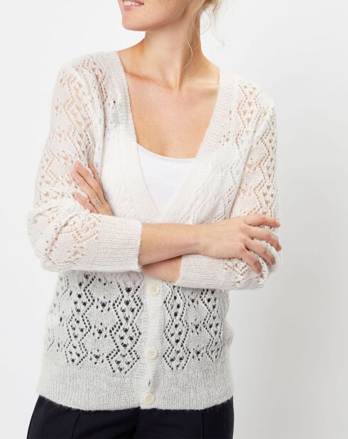 Leriva ecru puller/vest van wolmix