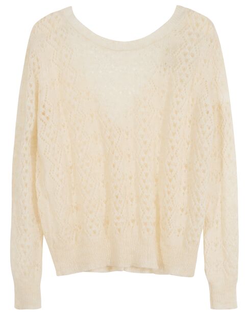 Leriva ecru puller/vest van wolmix