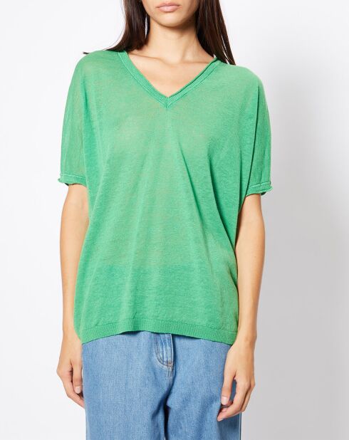 Pull en Lin & Coton Lelena vert
