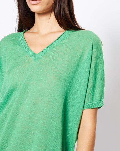 Pull en Lin & Coton Lelena vert