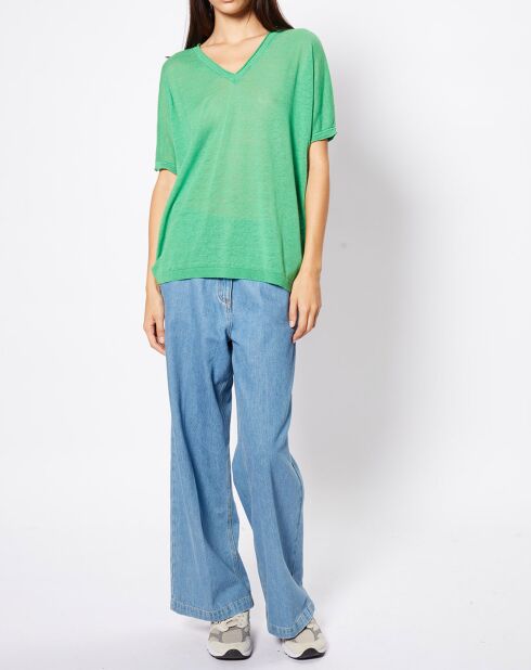 Pull en Lin & Coton Lelena vert