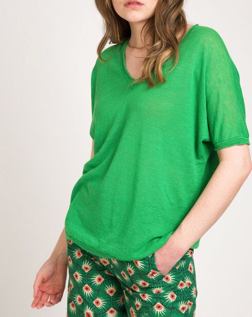 Pull en Lin & Coton Lelena vert