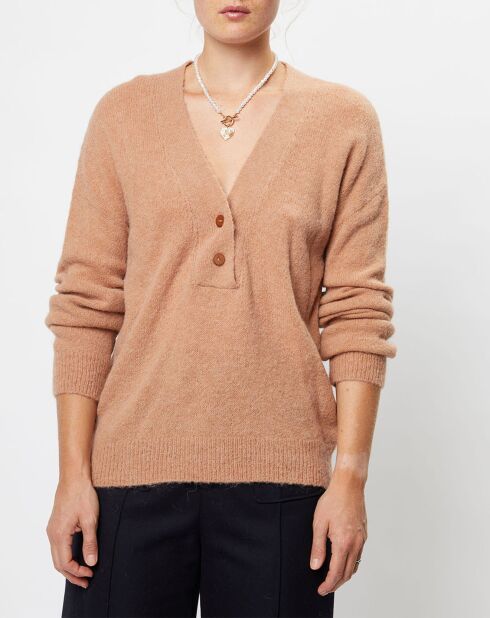 Pull en Alpaga & Laine mélangés Lavarenne biscuit