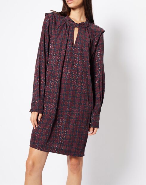 Robe Ikone imprimé bordeaux/marine/ocre