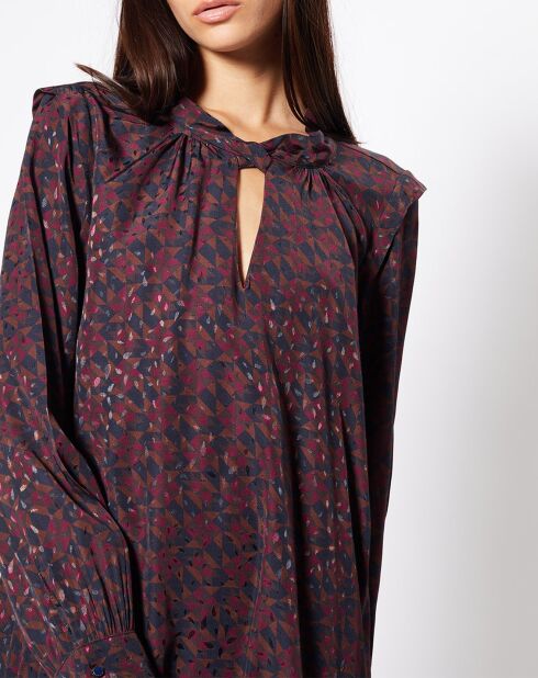Robe Ikone imprimé bordeaux/marine/ocre
