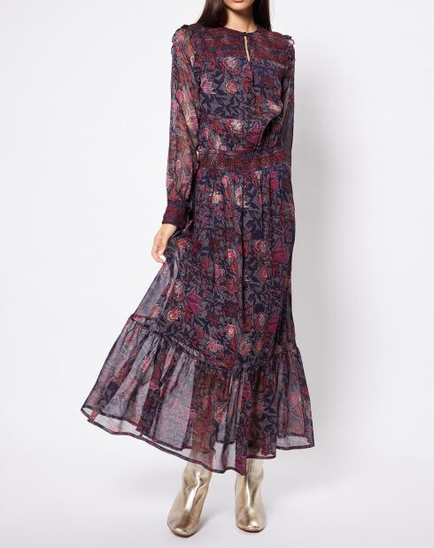 Robe Indiana imprimé marine/bordeaux