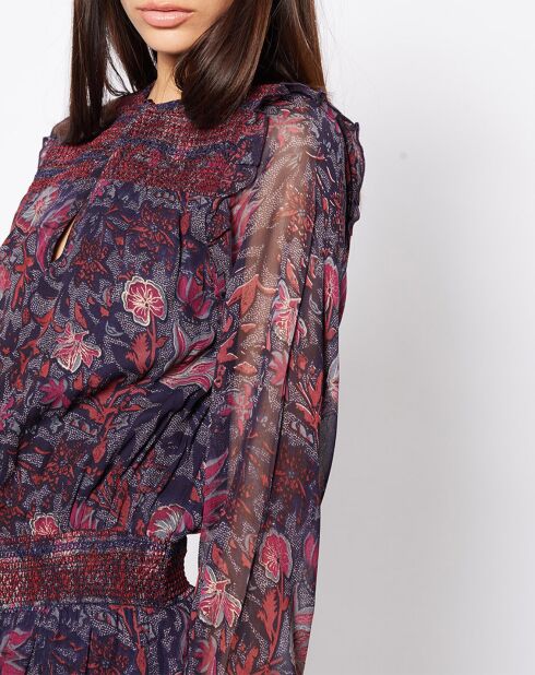 Jurk Indiana met marineblauw/bordeauxrode print