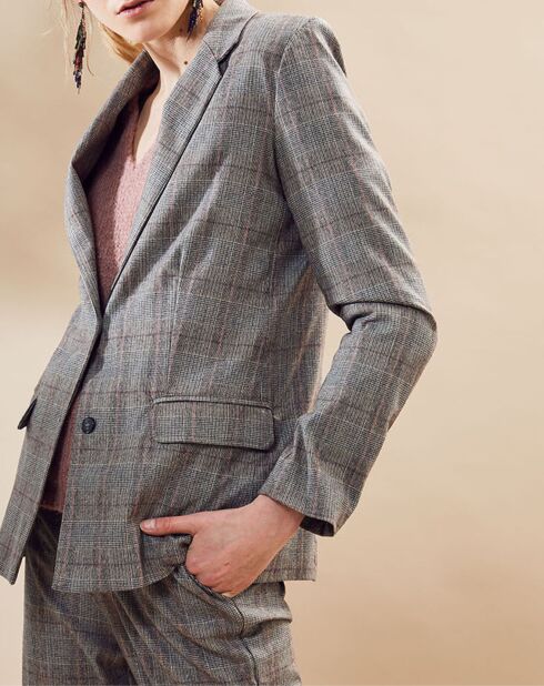 Veste en Laine mélangée Grepink à carreaux grise