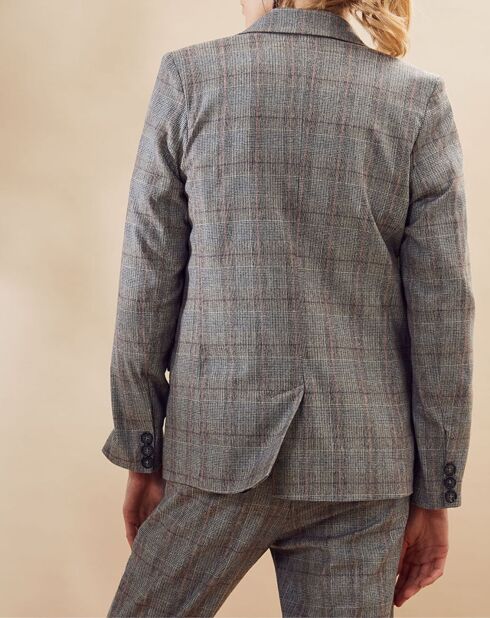 Veste en Laine mélangée Grepink à carreaux grise
