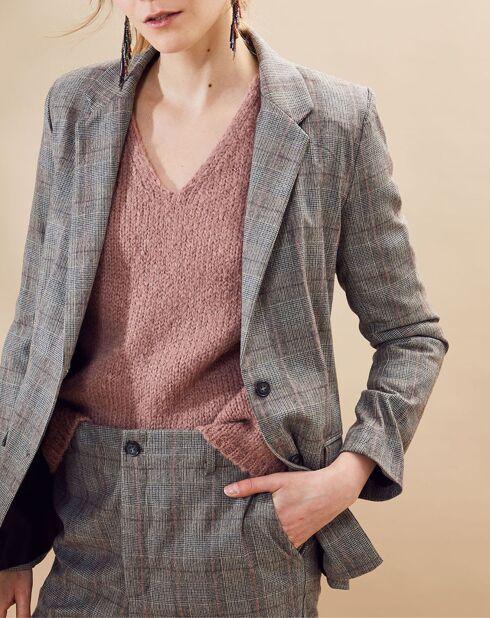 Veste en Laine mélangée Grepink à carreaux grise
