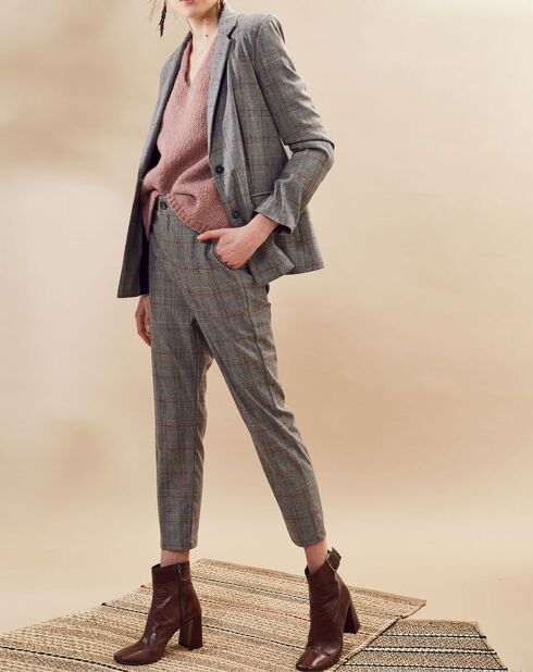 Veste en Laine mélangée Grepink à carreaux grise