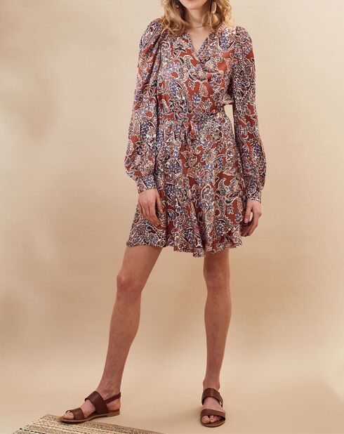 Robe satinée Jefairplaine imprimée marron