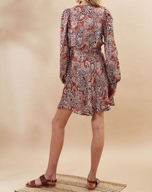 Robe satinée Jefairplaine imprimée marron