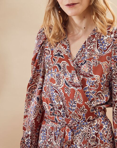 Robe satinée Jefairplaine imprimée marron