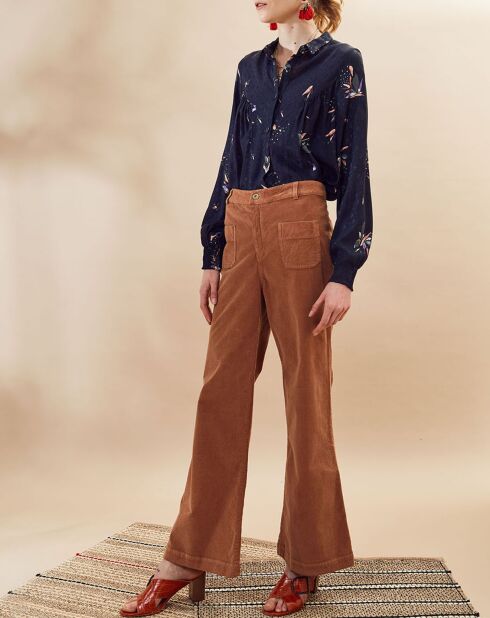 Pantalon en Velours côtelé fin Neofolk camel