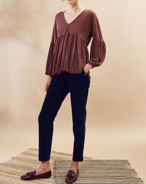 Pantalon en Velours fin Vulcano bleu marine