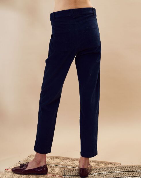 Pantalon en Velours fin Vulcano bleu marine