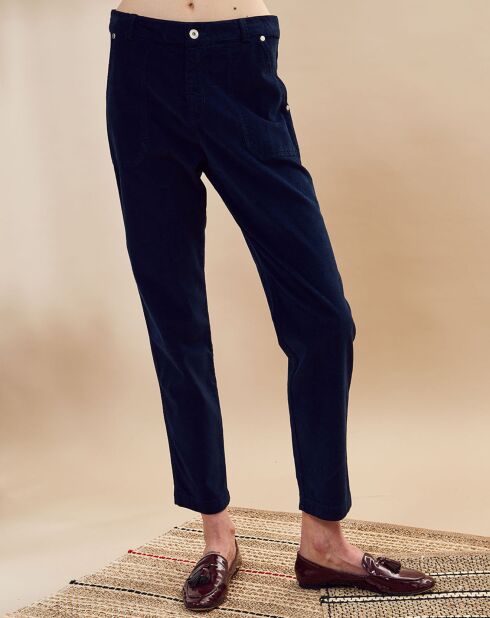 Pantalon en Velours fin Vulcano bleu marine
