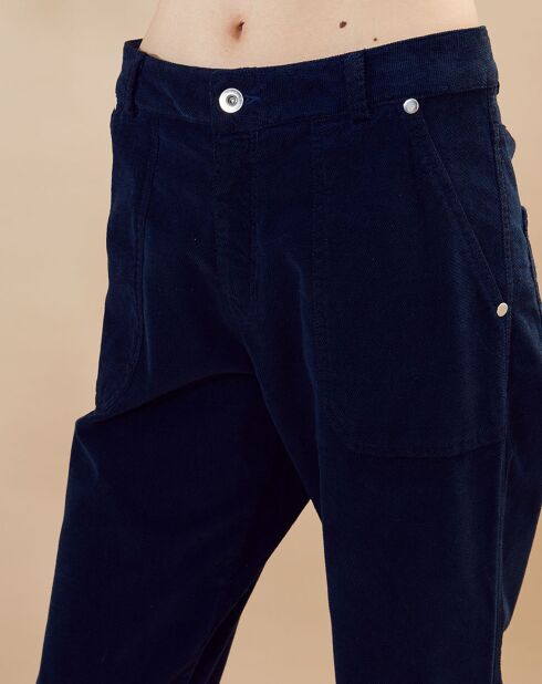 Pantalon en Velours fin Vulcano bleu marine