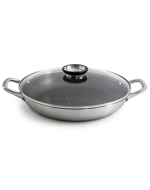 Plat à paëlla triplex avec couvercle blackcube - D.32 cm