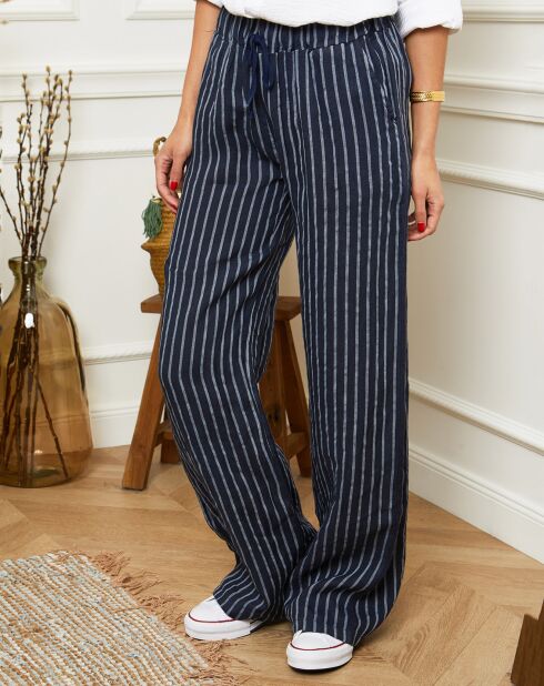 Marineblaue Hose Blia aus 100% Leinen