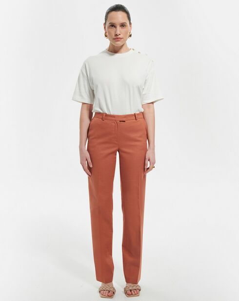 Pantalon en Coton & Lin Peete cognac