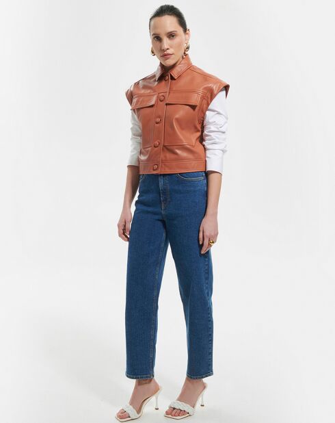 Blouson en Cuir d'Agneau Berlin cognac