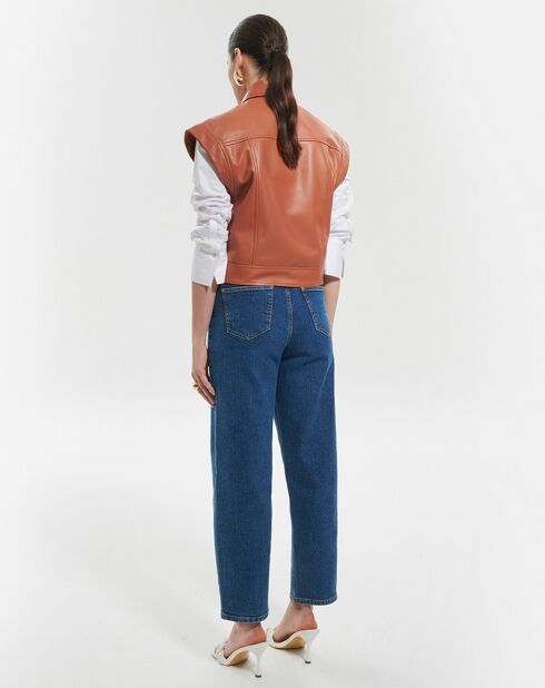 Blouson en Cuir d'Agneau Berlin cognac