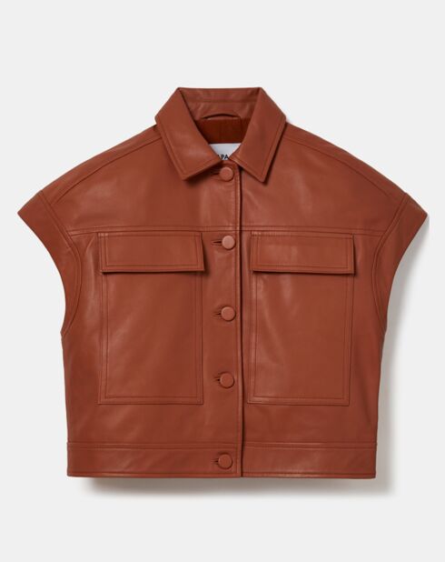 Blouson en Cuir d'Agneau Berlin cognac