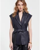 Blouson en Cuir d'Agneau Ventura nocturne