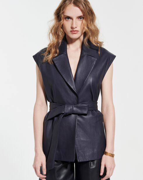 Blouson en Cuir d'Agneau Ventura nocturne
