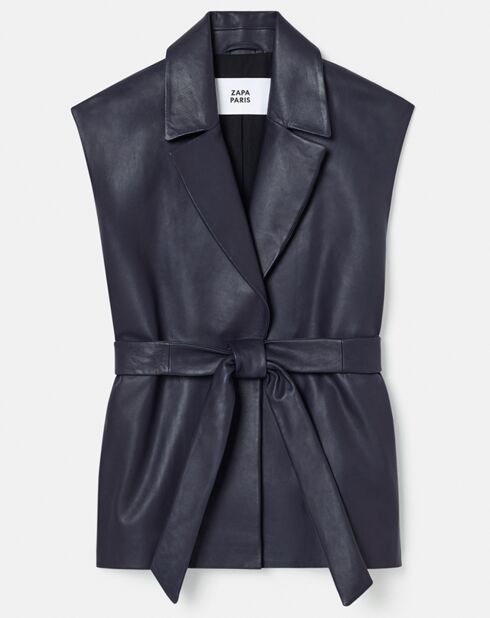Blouson en Cuir d'Agneau Ventura nocturne