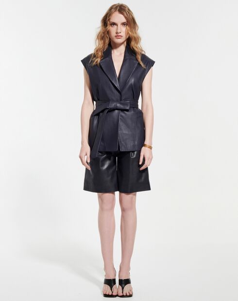 Blouson en Cuir d'Agneau Ventura nocturne