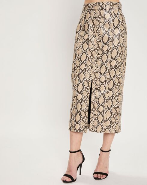 Jupe Josia imprimée python beige