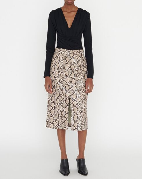 Jupe Josia imprimée python beige