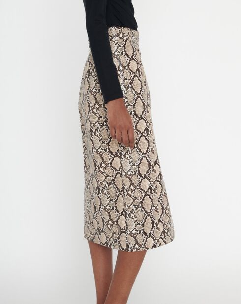 Jupe Josia imprimée python beige